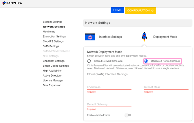 CFS Network Settings, Inline